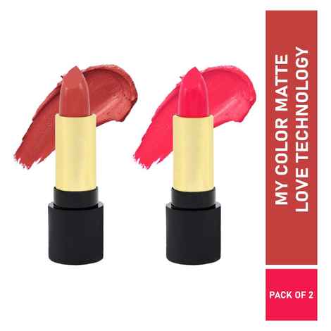 Buy Half N Half Velvet Matte Texture Lipstick My Colour, Lip-Blossom & Neon-Pink, PO2 (7.6 gm) - Purplle