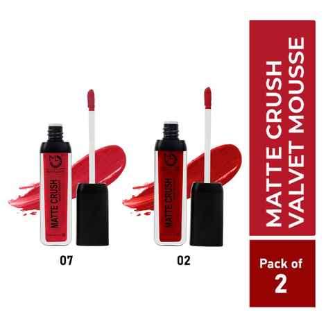 Buy Matt look Matte Crush Velvet Mousse Lipstick, Cherry Maroon & Blood Red, PO2 (20ml) - Purplle