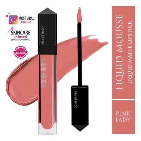 Buy Love Earth Liquid Mousse Lipstick - Pink Lady Matte Finish | Lightweight, Non-Sticky, Non-Drying,Transferproof, Waterproof | Lasts Up to 12 hours with Vitamin E and Jojoba Oil - 6 ml - Purplle