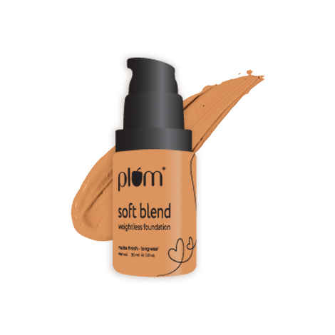 Buy Plum Soft Blend Weightless Foundation | With Hyaluronic Acid | Matte Finish | Super Hydrating | 100% Vegan & Cruelty-Free | Tan Glow - 130N - Purplle