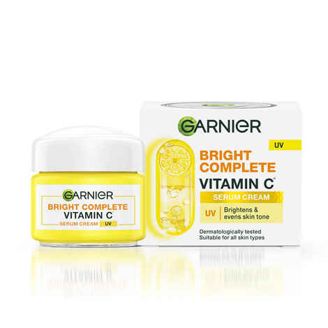 Buy Garnier Skin Naturals Bright Complete Vitamin C Serum UV Cream, Vitamin C Day Cream for Sun Protection and Skin Brightening - Suitable For all Skin Types, 23 gm - Purplle