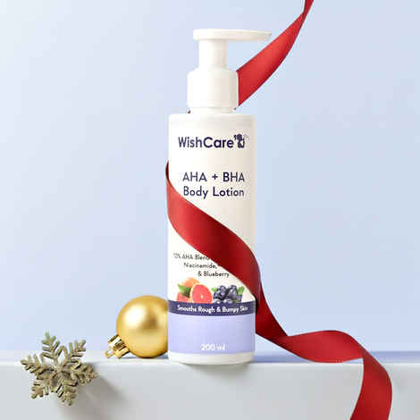 Buy WishCare AHA + BHA Body Lotion for DeTan-10% AHA + 1% Salicylic Acid- Niacinamide, Grapefruit & Blueberry - 200 ml - Purplle