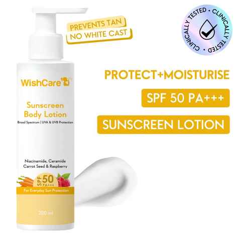 WishCare SPF50 Sunscreen Body Lotion - Broad Spectrum UVA & UVB Protection-For Everyday Sun Protection - 200 ml