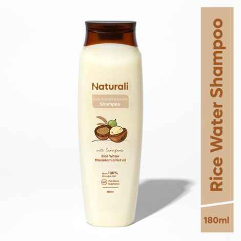 Buy Naturali Strength & Nourish Shampoo with Rice Water & Macadamia Nut oil | Makes Hair Stronger | Paraben and Sulphate Free Shampoo | Natural Shampoo 180 ml - Purplle