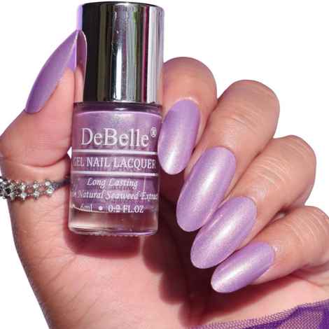 Buy DeBelle Gel Nail Lacquer Hello Hannaah (Light Purple with Gold Micro Shimmer) - (6 ml) - Purplle