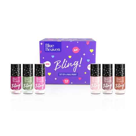 Buy Blue Heaven Bling Nail Polish Combo Pack, Pastel Shades (Pack Of 6) Nail Paint in Matte Finish & Pearly Shades, Long Lasting Chip Resistant, 48 ml - Purplle