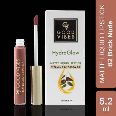 Buy Good Vibes HydraGlow Matte Liquid Lipstick Brick Nude| Jojoba & Vitamin E| (B2) - (5.2 ml) - Purplle