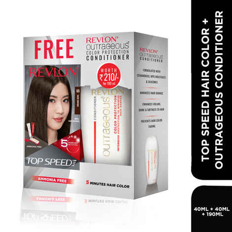 Buy Revlon Top Speed Hair Color For Woman - Dark Brown 65 (with Outrageous Conditioner 190 ml) - Purplle