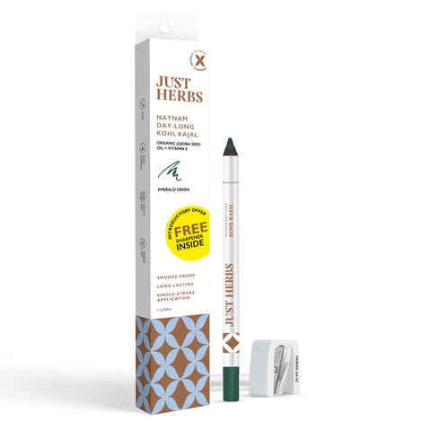 Buy Just Herbs Naynam Day-Long Kohl Kajal With Organic Jojoba Oil & Vitamin E- Emerald Green 1.2 gm - Purplle