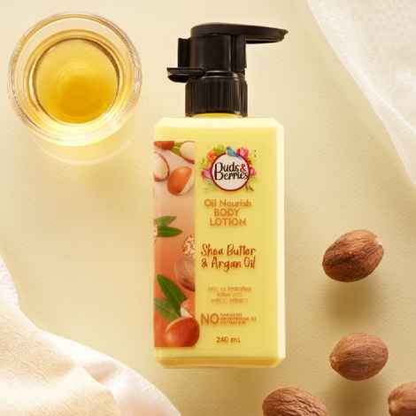 Buy Buds & Berries Fruit Nourish Shea Butter and Argan oil Body Lotion, Rich Moisturisation, Normal to Dry skin, No Paraben - 240 ml - Purplle