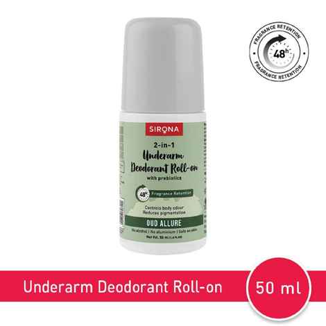 Buy Sirona Underarm Roll On Deodorant for Women & Men | Removes Odour, Long Lasting & Alcohol Free | Oud Allure - 50 ml - Purplle