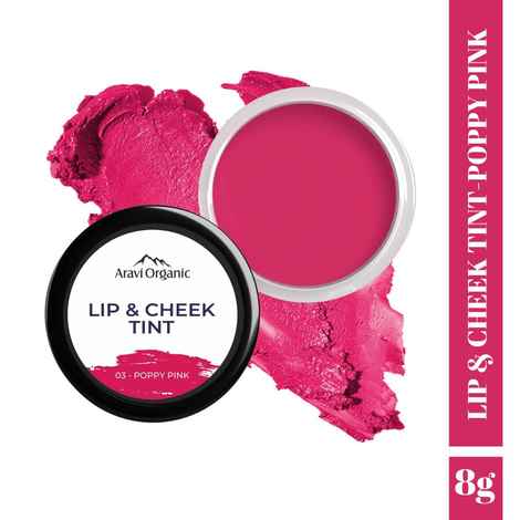 Buy Aravi Organic Lip and Cheek Tint - With Goodness of Vitamin E & Candelila Wax - Nourishes & Hydrates Dry Chapped Lips, Blush & Eyeshadow Fo All Skin Types - 8 gm (Poppy Pink) - Purplle