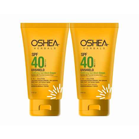Buy Oshea Herbals SPF 40 PA +++UV SHIELD MATTIFYING SUN BLOCK CREAM Pack of 2 - Purplle
