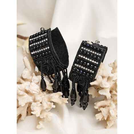Moedbuille Black Beads Pearls Crystals Studded Contemporary