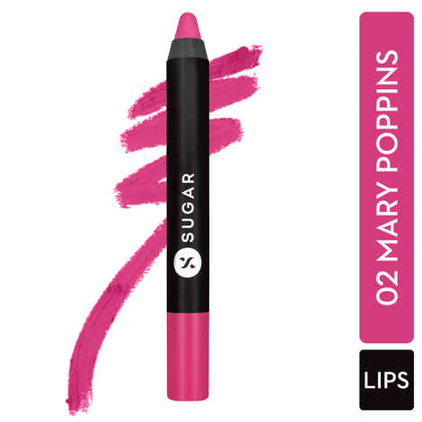 Buy SUGAR Cosmetics - Matte As Hell - Crayon Lipstick - 02 Mary Poppins (Fuchsia) - 2.8 gms - Bold and Silky Matte Finish Lipstick, Lightweight, Lasts Up to 12 hours - Purplle