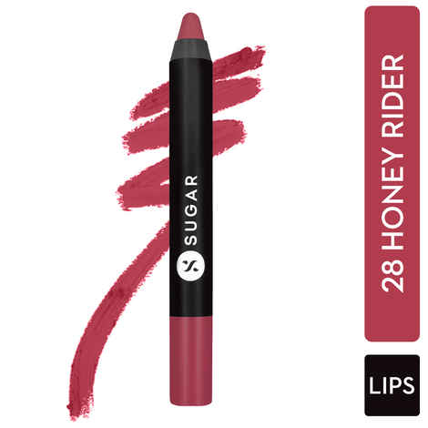 Buy SUGAR Cosmetics Matte as Hell Crayon Lipsticks for Women | Lasts Up To 8+ Hours | Lip Crayon with Sharpener | 2.8gm - 28 Honey Rider - Purplle