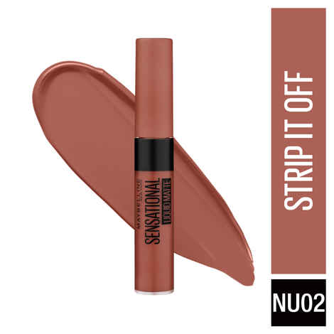 Buy Maybelline New York Sensational Liquid Matte Lipstick NU02 Strip It Off (7 ml) - Purplle