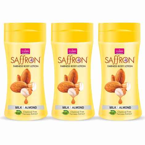 Buy VI-JOHN Women Milk Almond Skin -Ageing Non greasy Chemical Free Fairness Extract Saffron Fairness Body Lotion Enriched with Vitamin E, moisturizes skin upto 48 hour (pack of 3,250 ml each) - Purplle