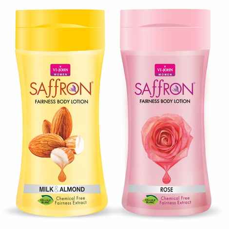 Buy VI-JOHN Women Rose and Milk Almond Skin -Ageing Non greasy Chemical Free Fairness Extract Saffron Fairness Body Lotion Enriched with Vitamin E, moisturizes skin upto 48 hour (pack of 2,250 ml Each) - Purplle