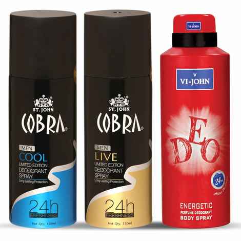 Buy VI-JOHN Irresistible Scent Fresh & Soothing Good Fragrance 150 ml of Cool , Live & Energetic 175ml (pack of 3) - Purplle