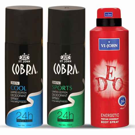 Buy VI-JOHN Irresistible Scent Fresh & Soothing Good Fragrance 150 ml of Cool, Sport & Energetic 175 ml (pack of 3) - Purplle