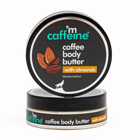 mCaffeine Coffee & Almonds Body Butter with Shea Butter for Soft Skin | Deeply Moisturizes, Nourishes Dry Skin | Coffee-Almond Aroma, Non-Sticky -100g 100 gm