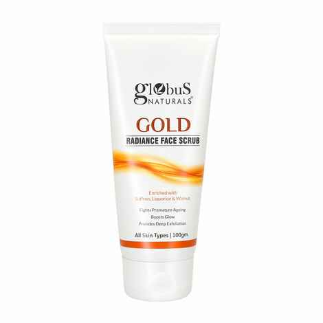 Buy Globus Naturals GOLD RADIANCE FACE SCRUB Enriched with Saffron, Liquorice & Walnut All Skin Types | 100gm - Purplle