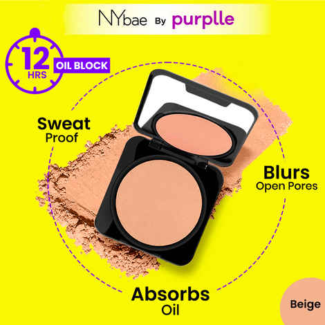 NY Bae Runway Radiance Compact Powder - Beige 03 (9 gm) | Medium Skin Tone | Mattifies Skin | Blurs Pores | Oil-Control | Long-wear Creaseless Makeup | Loose Powder