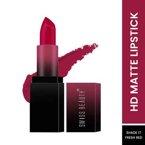 Buy Swiss Beauty HD Matte Lipstick Fresh Red 17 (3.5 gm) - Purplle