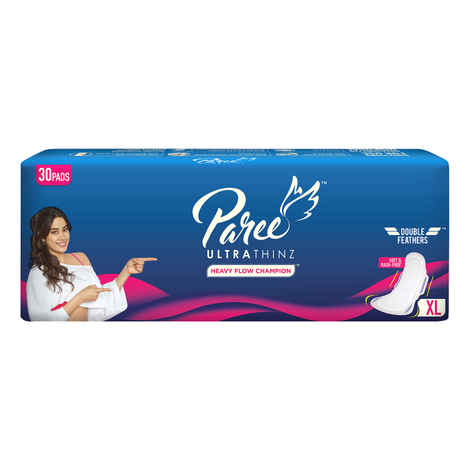 Buy Paree Ultra Thinz Soft & Rash Free Comfort Sanitary Pads for Women With Double Feathers for Quick Absorption, XL| Tri-Fold and Convenient Disposable Covers, 30 Pads - Purplle