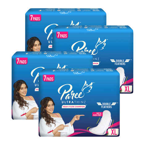 Buy Paree Ultra Thinz Soft & Rash Free Comfort Sanitary Pads for Women With Double Feathers for Quick Absorption, XL| Tri-Fold and Convenient Disposable Covers, 28 Pads (1 Pc) - Purplle