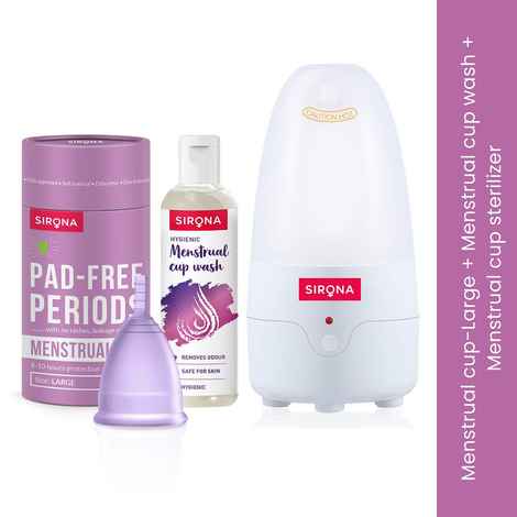 Buy Sirona Menstrual Cup Life Combo with Medium Menstrual Cup, Sterilizer and Menstrual Cup Wash 3 Pcs - Purplle