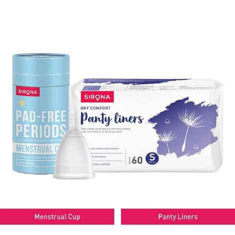 Buy Sirona FDA Approved Reusable Menstrual Cup (Small) with Ultra-Thin Premium Panty Liners (S) 5 Pcs - Purplle