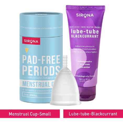 Buy Sirona FDA Approved Menstrual Cup (Small) with Glycerine Free Natural Black Current Lubricant Gel 2 Pcs - Purplle