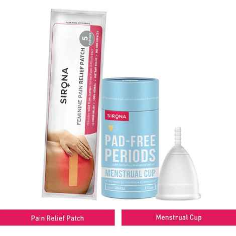 Buy Sirona FDA Approved Reusable Menstrual Cup (Small) with Period Cramps Relief Patches (5 Patches) - Purplle