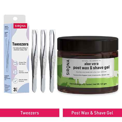 Buy Sirona Reusable Tweezers with Post Wax and Shave Aloe Vera Gel 2 Pcs - Purplle