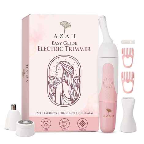 Buy Azah 6-in-1 Face & Body Hair Trimmer for Women | Rounded Blades | Sensitive Trimmer with Custom Heads for Face, Eyebrow, Body, Nose & the Bikini Area | Washable | Styling & Hair Removal Tool - 1 Pc - Purplle
