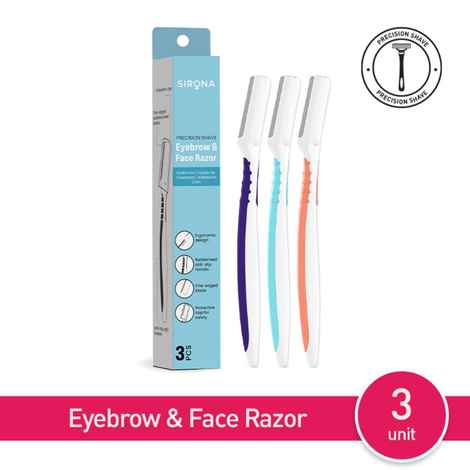 Buy Sirona Reusable Eyebrow & Face Razor for Women - 3 Razors | Painless Facial Hair Removal | Eyebrow Shaper, Upper Lip, Forehead, Peach Fuzz, Chin, Sideburns & Dermaplaning Tool - Purplle