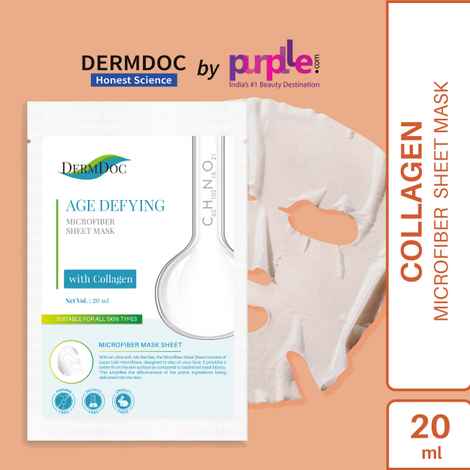 Buy DermDoc by Purplle Collagen Sheet Mask (20 ml) | For All Skin Types | Firms Skin, Collagen Mask, Moisturize | Paraben Free, Sulfate Free, Cruelty Free - Purplle
