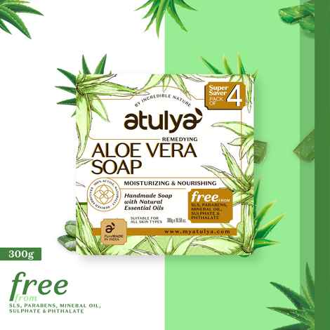 Buy Atulya Soap Aloe Vera Value Pack-300 gm - Purplle