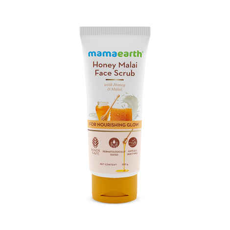 Buy Mamaearth Honey Malai Face Scrub with Honey & Malai for Nourishing Glow (100 g) - Purplle
