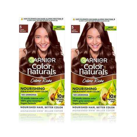 Buy Garnier Color Naturals Creme hair color Shade 5 Light Brown ( 70 ml + 60 g) Pack Of 2 - Purplle