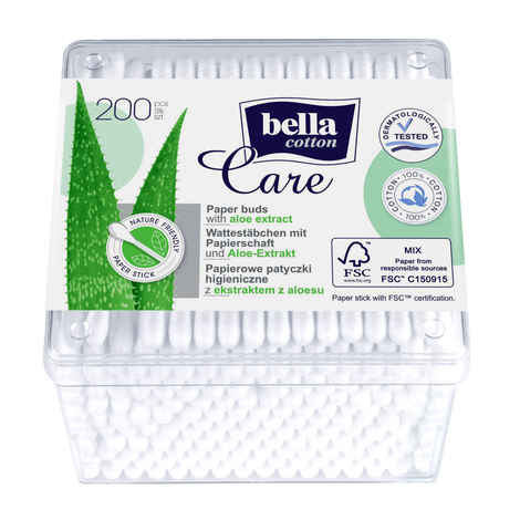 Buy Bella Cotton Buds With Aloe Vera Extract Plastic Box 200 Pcs - Purplle