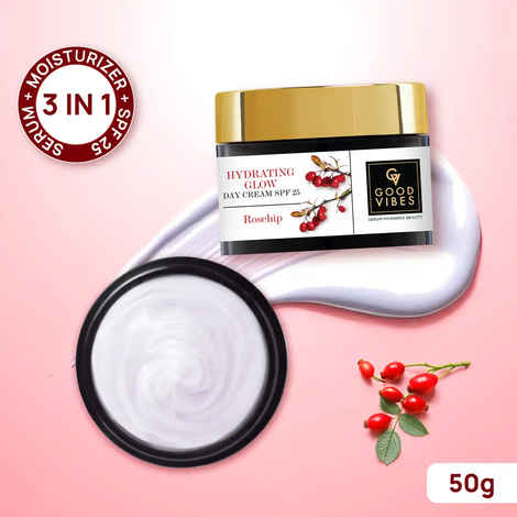 Buy Good Vibes Hydrating Rosehip Day Cream SPF 25 with Power Of Serum | 3 - 1 Product | (50 gm) - Purplle