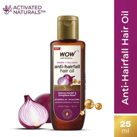 WOW Skin Science Onion & Collagen Anti-Hairfall Hair Oil | Nourishes Scalp & Stimulates Roots | Reduces Hairfall | Reduces Breakage | Repairs Damaged Hair | Minimizes Split Ends | Boosts Hair Thickness- 25 ml