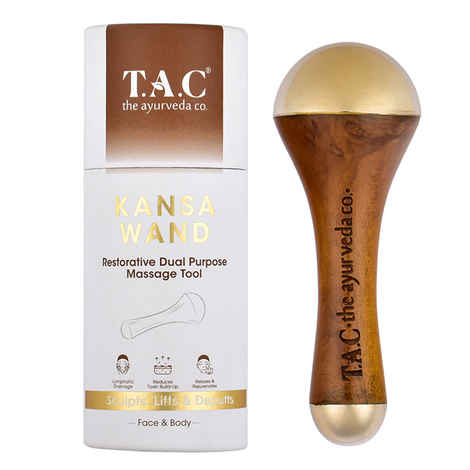 TAC - The Ayurveda Co The Ayurveda Co Kansa Wand Dual Purpose Massager Tool for Face & Body Skin Lifing & Relax, 95 gm