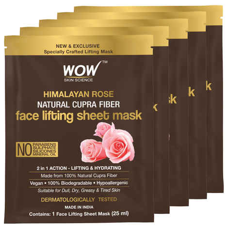 Buy WOW Skin Science Himalayan Rose Natural Cupra Fiber Face Lifting Sheet Mask - Skin Brightening, Skin Smoothening And Skin Toning - 25 Ml - Pack of 5 - Purplle