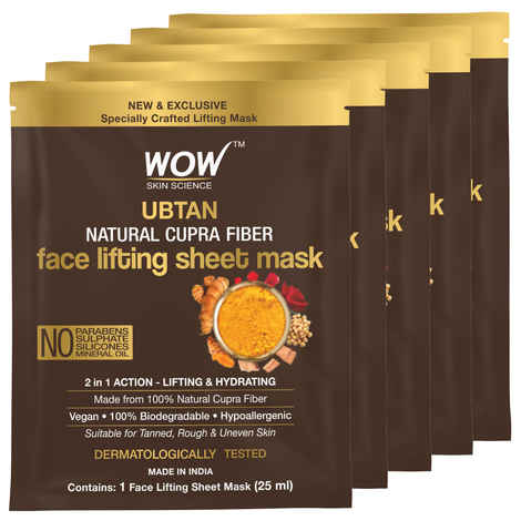 Buy WOW Skin Science Ubtan Natural Fiber Cupra Face Lifting Sheet Mask - For Tan Removal & Anti-Aging - 25 Ml - Pack of 5 - Purplle