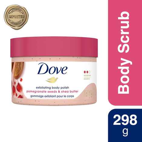 Buy Dove Exfoliating Body Polish Scrub, Shea Butter & Pomegranate Seeds, 298 gm - Purplle
