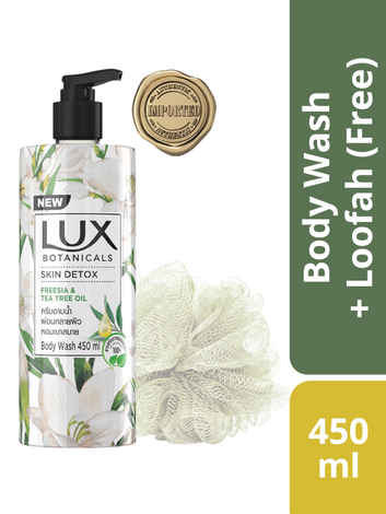 Buy Lux Botanicals International Freesia & Tea Tree Body Wash for Skin Detox, (Free Loofah) 450 ml - Purplle